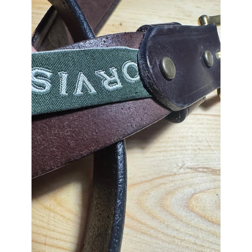Orvis Mens 42  Leather Shotgun Shell Belt Solid Brass Made in USA 9K39 preloved